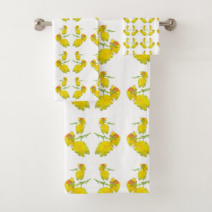 Yellow Rose Fabric. Bath Towel Set