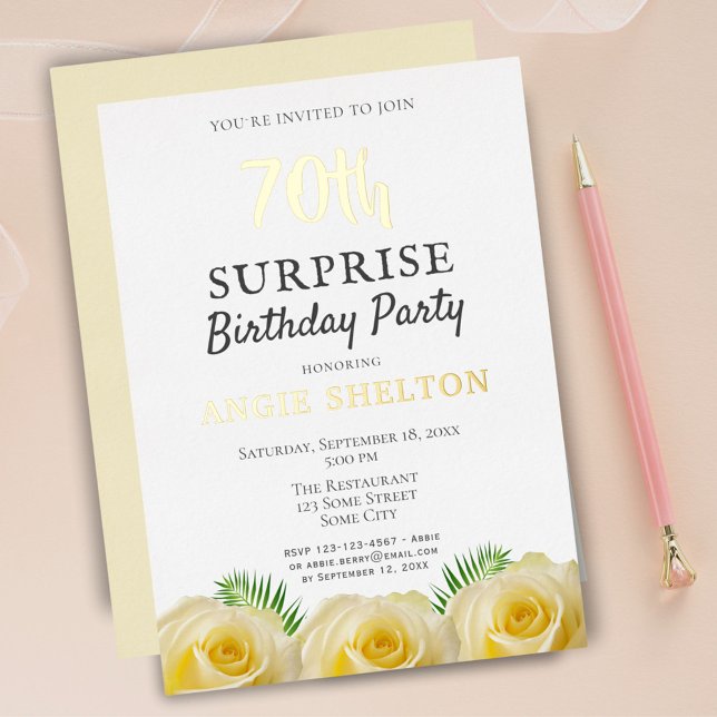 Yellow Rose Floral 70th Surprise Birthday Party (Creator Uploaded)