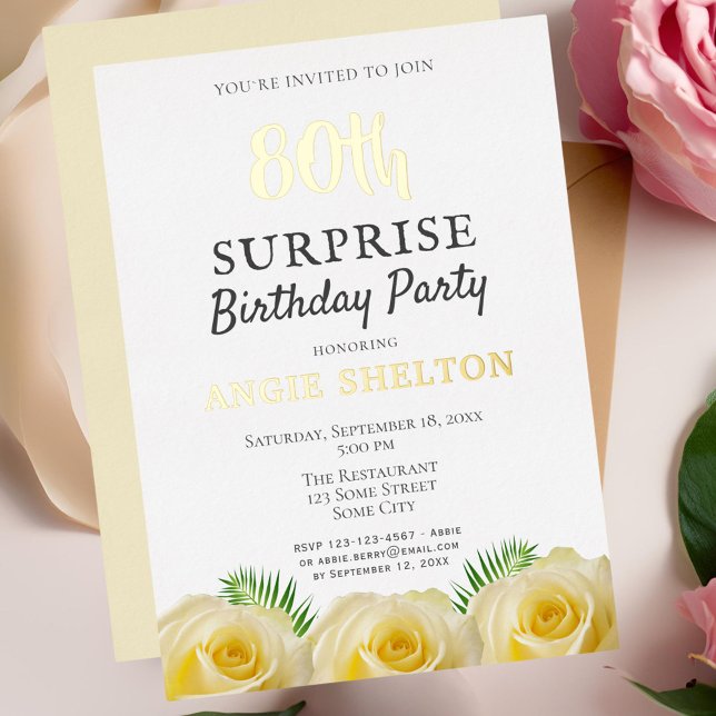 Yellow Rose Floral 80th Surprise Birthday Party (Creator Uploaded)