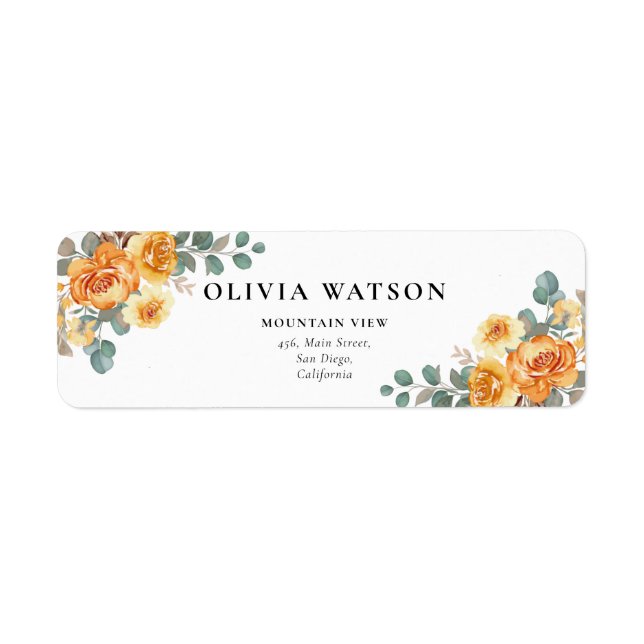 Yellow Rose Floral Geometric Wedding Address (Front)