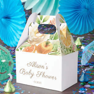 Yellow Rose Floral Greenery Girl Baby Shower Favour Box