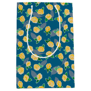 Yellow Rose floral pattern Medium Gift Bag