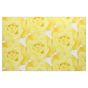 Yellow Rose Floral Patterns Flowers Abstract White Fabric