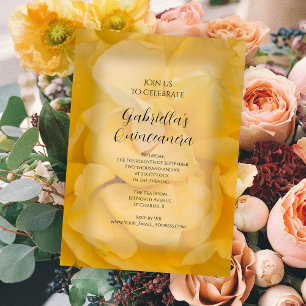 Yellow Rose Floral Quinceanera Party Invitation