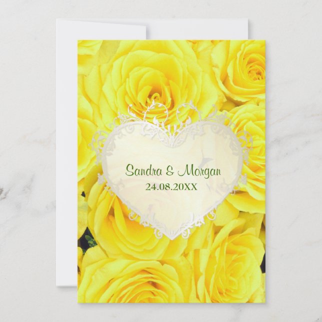 Yellow  Rose Floral Wedding Invitation (Front)