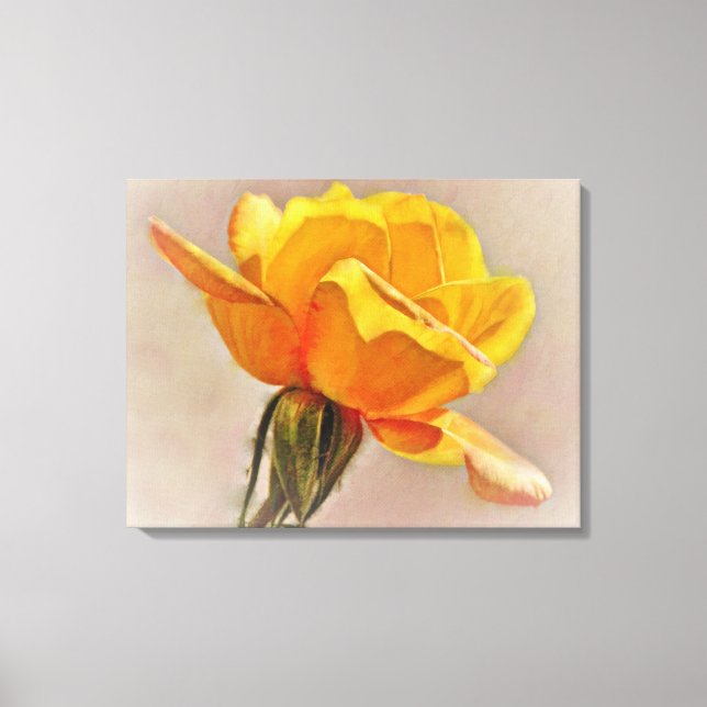 Yellow Rose Flower Art Floral Canvas Print (Front)