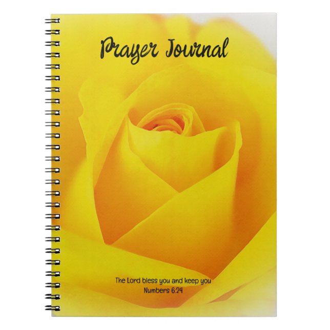 Yellow Rose Flower Bible Verse Prayer Journal (Front)