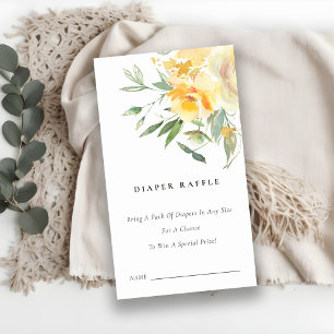 Yellow Rose Flower Bunch Diaper Raffle Baby Shower Enclosure Card