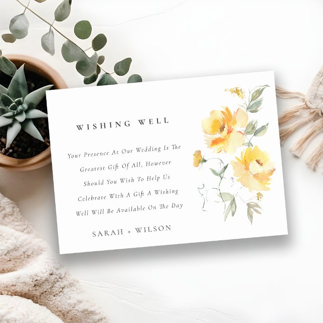 Yellow Rose Flower Bunch Wedding Wishing Well Enclosure Card (Creator Uploaded)
