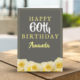Yellow Rose Flower Floral 60th Birthday Card