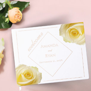 Yellow Rose Flower Floral Wedding Guest Book