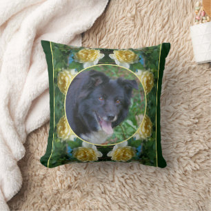 Yellow Rose Flower Frame Create Your Own Photo Cushion