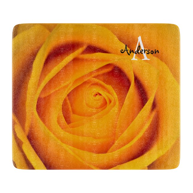 Yellow rose flower Glass chopping board (Front)
