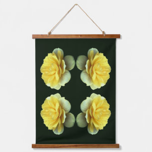 Yellow Rose Flower In Bloom Mirror Abstract Hanging Tapestry