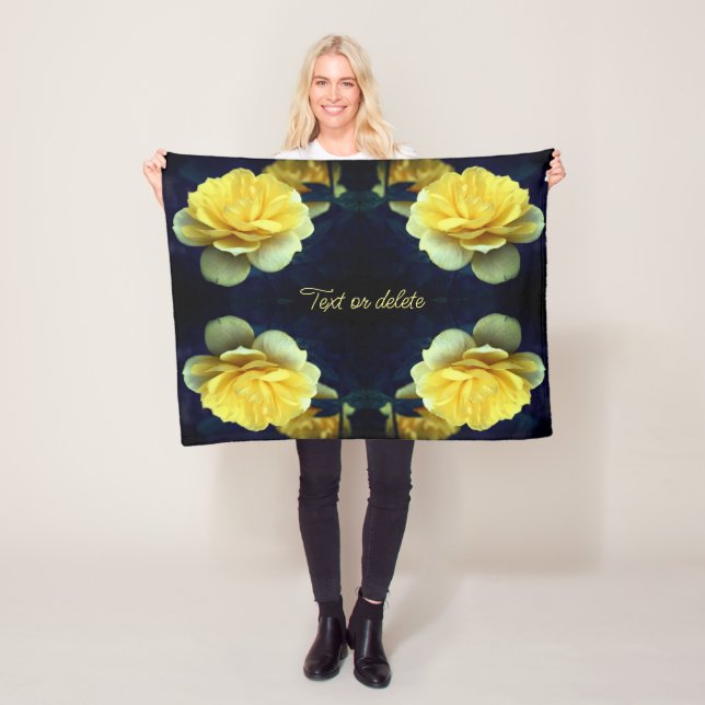 Yellow Rose Flower In Bloom Personalised Fleece Blanket (In Situ)