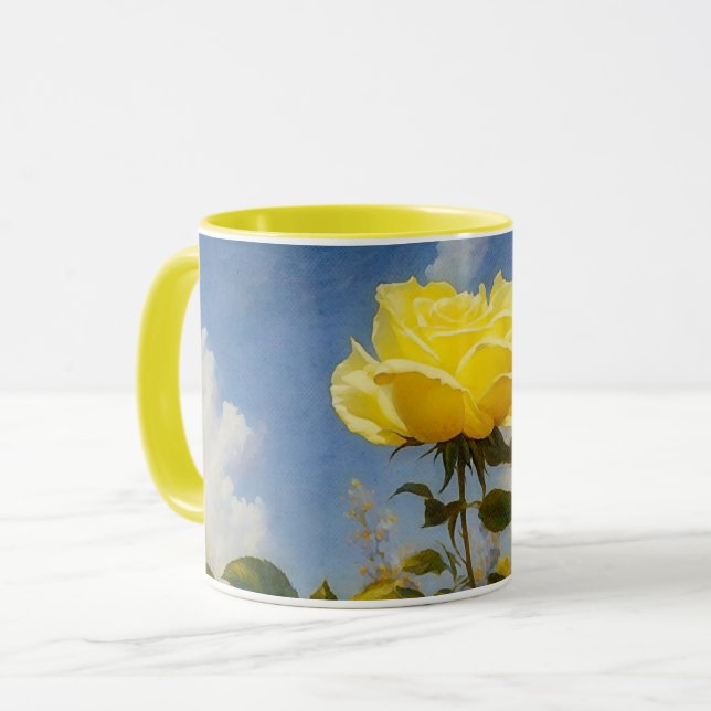 Yellow Rose Flower Nature Art Mug Cup (Front Left)