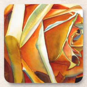 Yellow Rose flower original watercolor Art Coaster