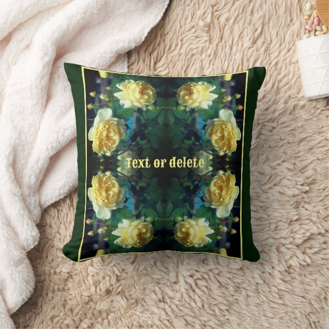 Yellow Rose Flower Pair Abstract Personalised Cushion (Blanket)