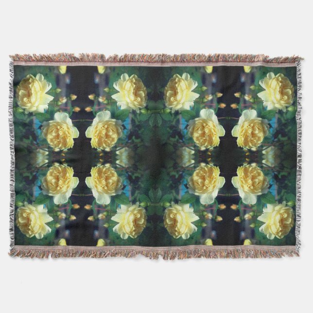 Yellow Rose Flower Pair Abstract  Throw Blanket (Front)