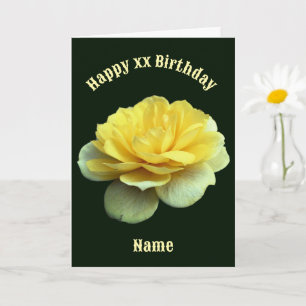 Yellow Rose Flower Personalised Birthday Card