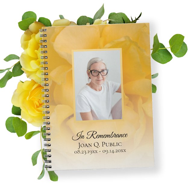 Yellow Rose Flower Petals Funeral Guest Book (Creator Uploaded)