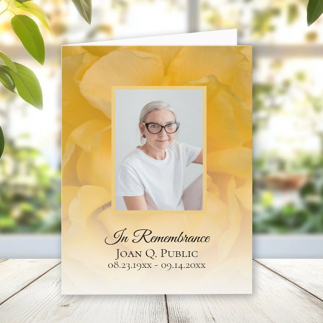 Yellow Rose Flower Petals Funeral Sympathy Thank You Card (Creator Uploaded)