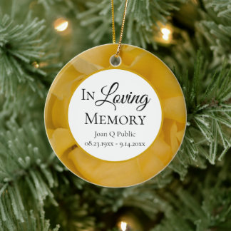 Yellow Rose Flower Petals Memorial Keepsake Ceramic Tree Decoration