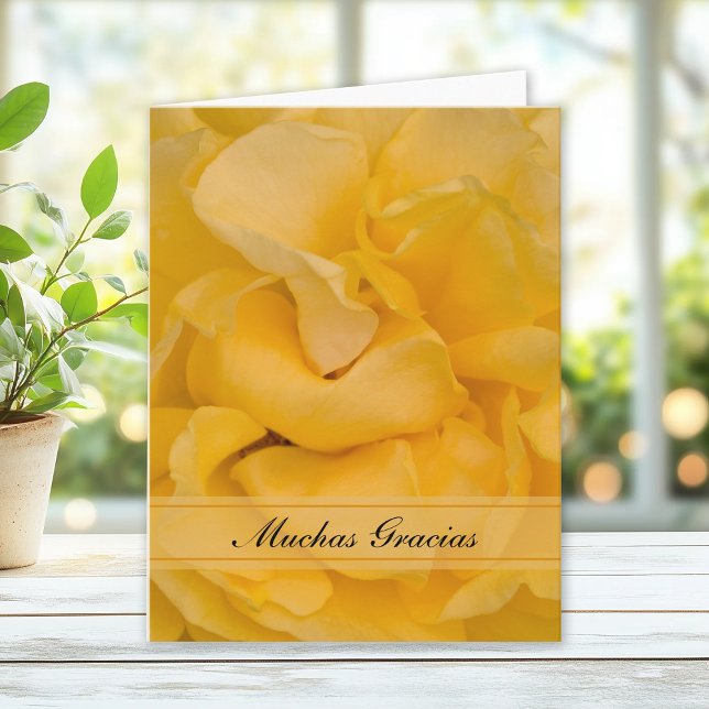 Yellow Rose Flower Spanish Thank You Gracias Card (Creator Uploaded)