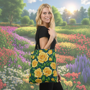 Yellow Rose Flower Tote Bag