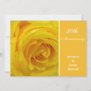 Yellow rose flower wedding anniversary invitation