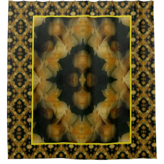 Yellow Rose Flowers Abstract Nature Shower Curtain (Front)