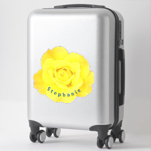 Yellow Rose Flowers Blue Name Text Template Cute