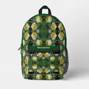 Yellow Rose Flowers Mirror Personalised Printed Backpack