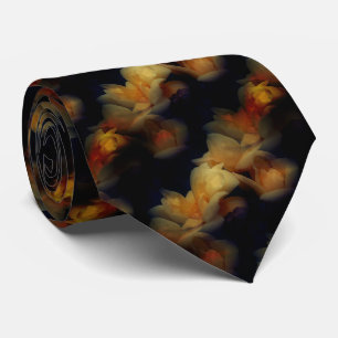 Yellow Rose Flowers Nature Art Pattern      Tie