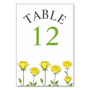 Yellow rose flowers romantic floral spring wedding table number