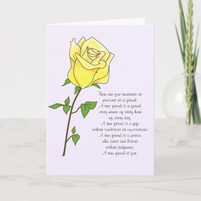 Yellow Rose Friend Birthday Card (Front)