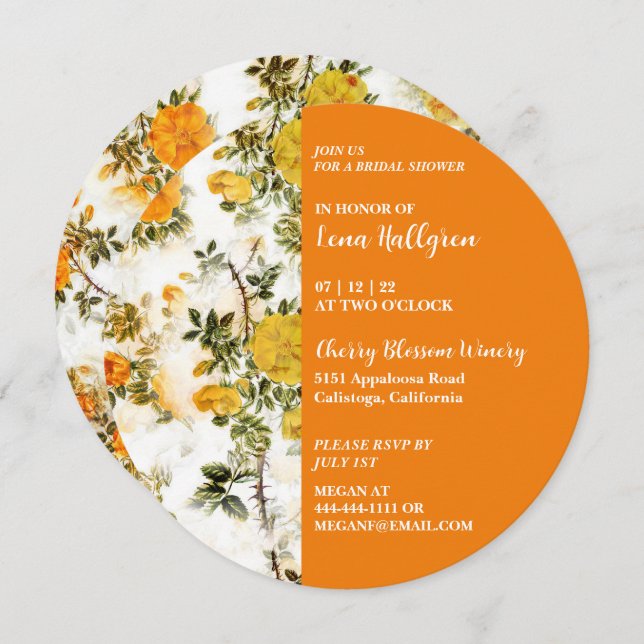 Yellow Rose Garden Bridal Shower Invitation (Front/Back)