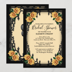 Yellow Rose Gothic Bridal Shower Yellow Invitation