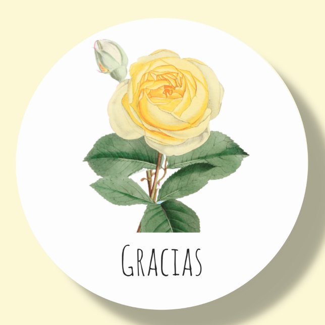 Yellow Rose Gracias |  Classic Round Sticker (Creator Uploaded)