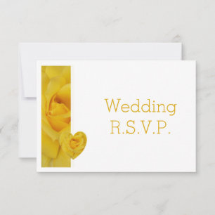 Yellow Rose Heart Design Wedding RSVP Card