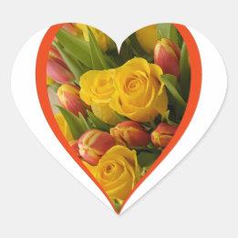 Yellow rose  heart sticker