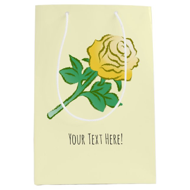 Yellow Rose Illustration Medium Gift Bag (Front)