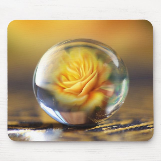 Yellow Rose In A Glass Ball Mouse Pad (Front)