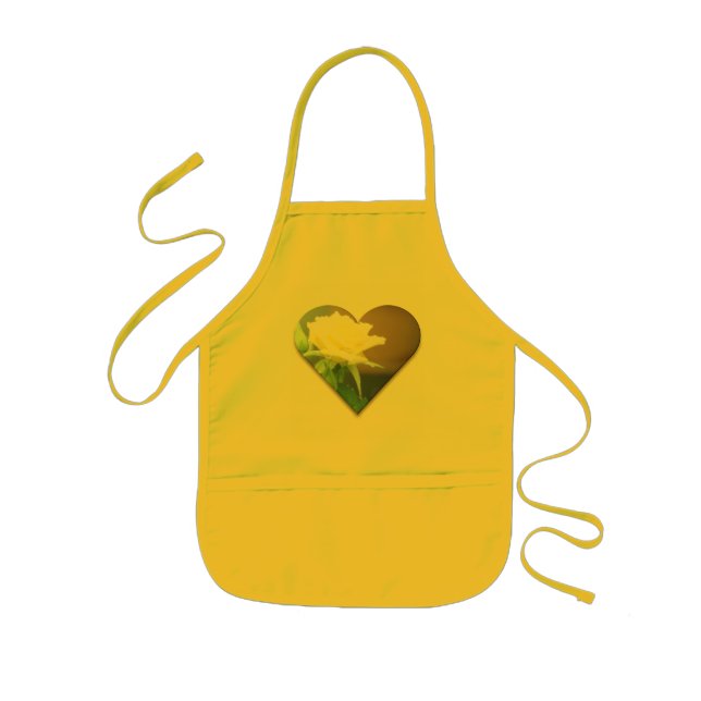 Yellow Rose in a Heart Kids Apron (Front)