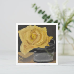 Yellow Rose in Glass Card