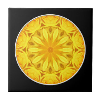Yellow Rose Kaleidoscope Tile
