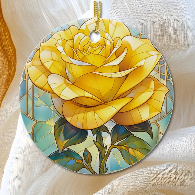 Yellow Rose Memorial  Ceramic Tree Decoration (Creator Uploaded)