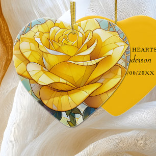 Yellow Rose Memorial  Ceramic Tree Decoration