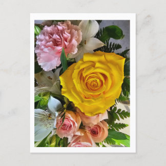 Yellow rose message postcard