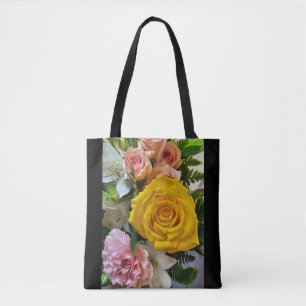 Yellow rose message tote bag